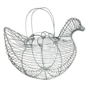 Modern Vintage Silver Wire Chicken Hen Basket